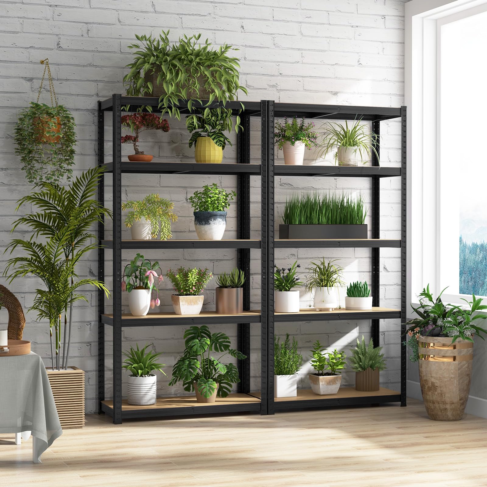 Giantex 5-Tier Storage Utility Shelves, 2000 LBS Total Load Capacity, Metal Garage Shelving Unit