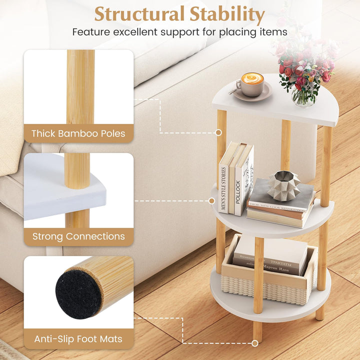 Giantex 3-Tier Bamboo Round Side Table Set of 2