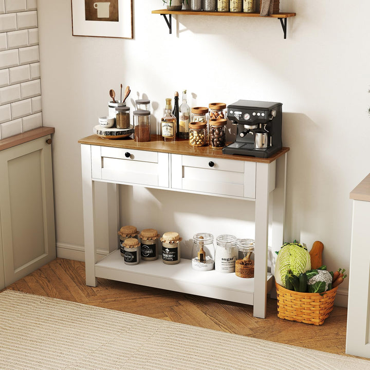 Giantex Farmhouse Console Table with 2 Drawers 42" Long Narrow Entryway Table