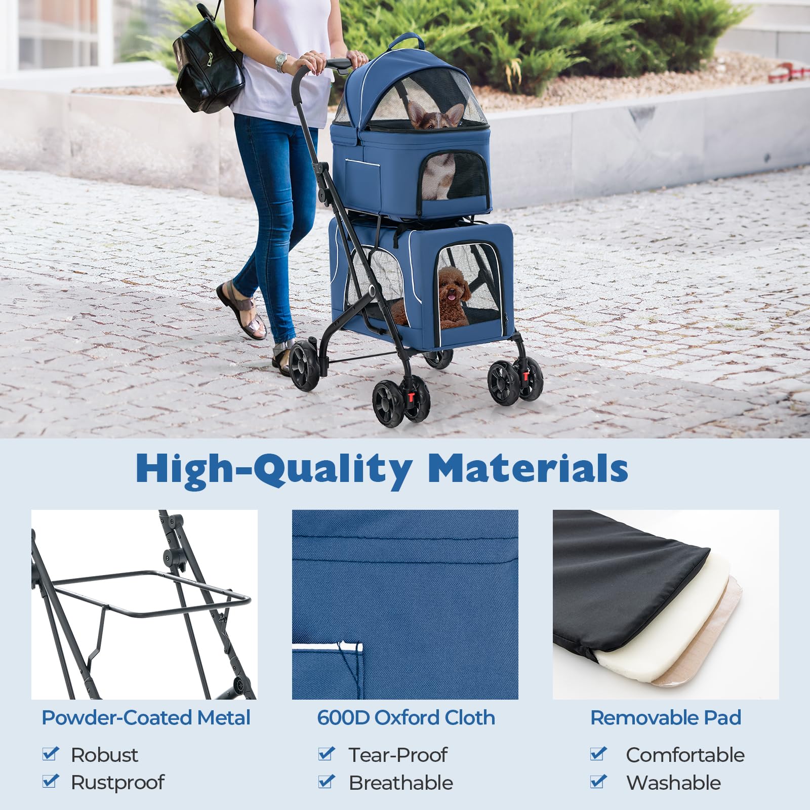 Giantex Double Dog Stroller - Pet Stroller for 2 Dogs