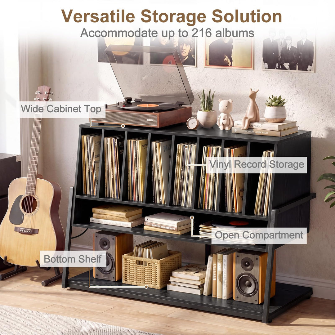 Giantex large Record Player Stand with Charging Station