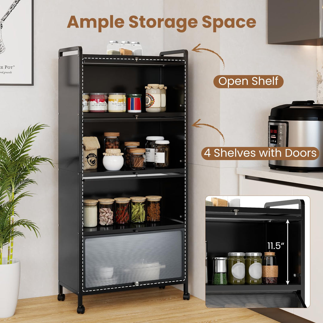 Giantex 5-Tier Freestanding Kitchen Bakers Rack with 4 Rolling Casters for Dining Room