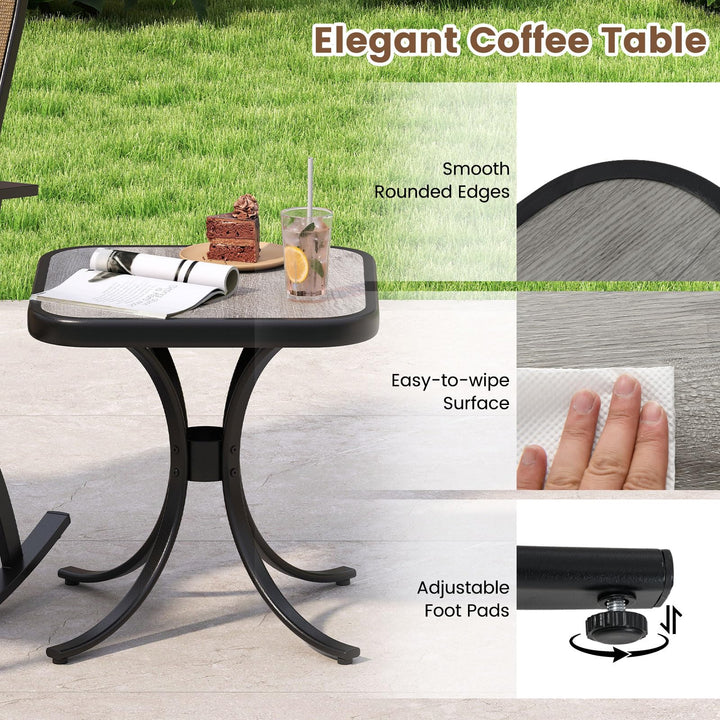 Giantex 3 Piece Rocking Bistro Set with 2 Rocking Chairs & Coffee Table