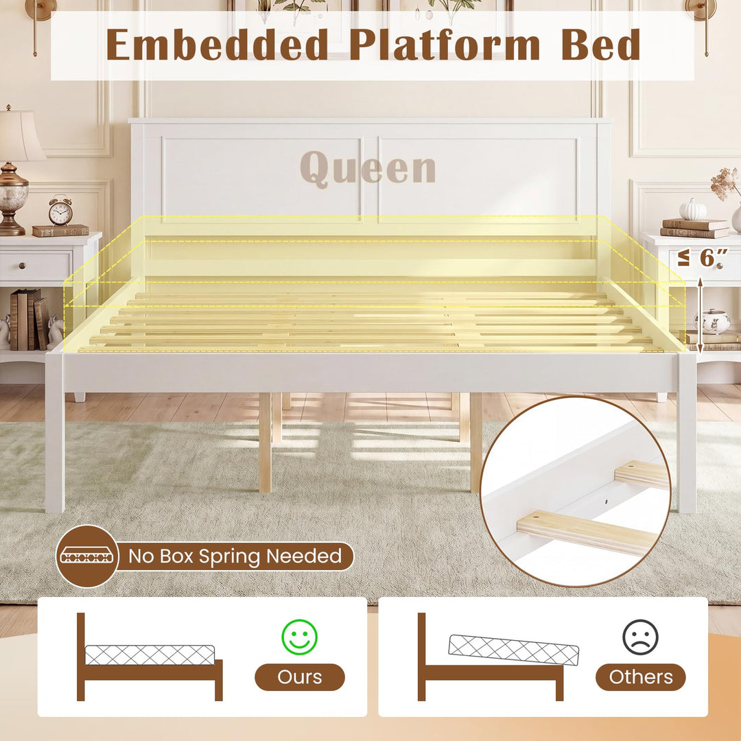 Giantex Wood Queen/Full/Twin Size Bed Frame with Wooden Slat Support