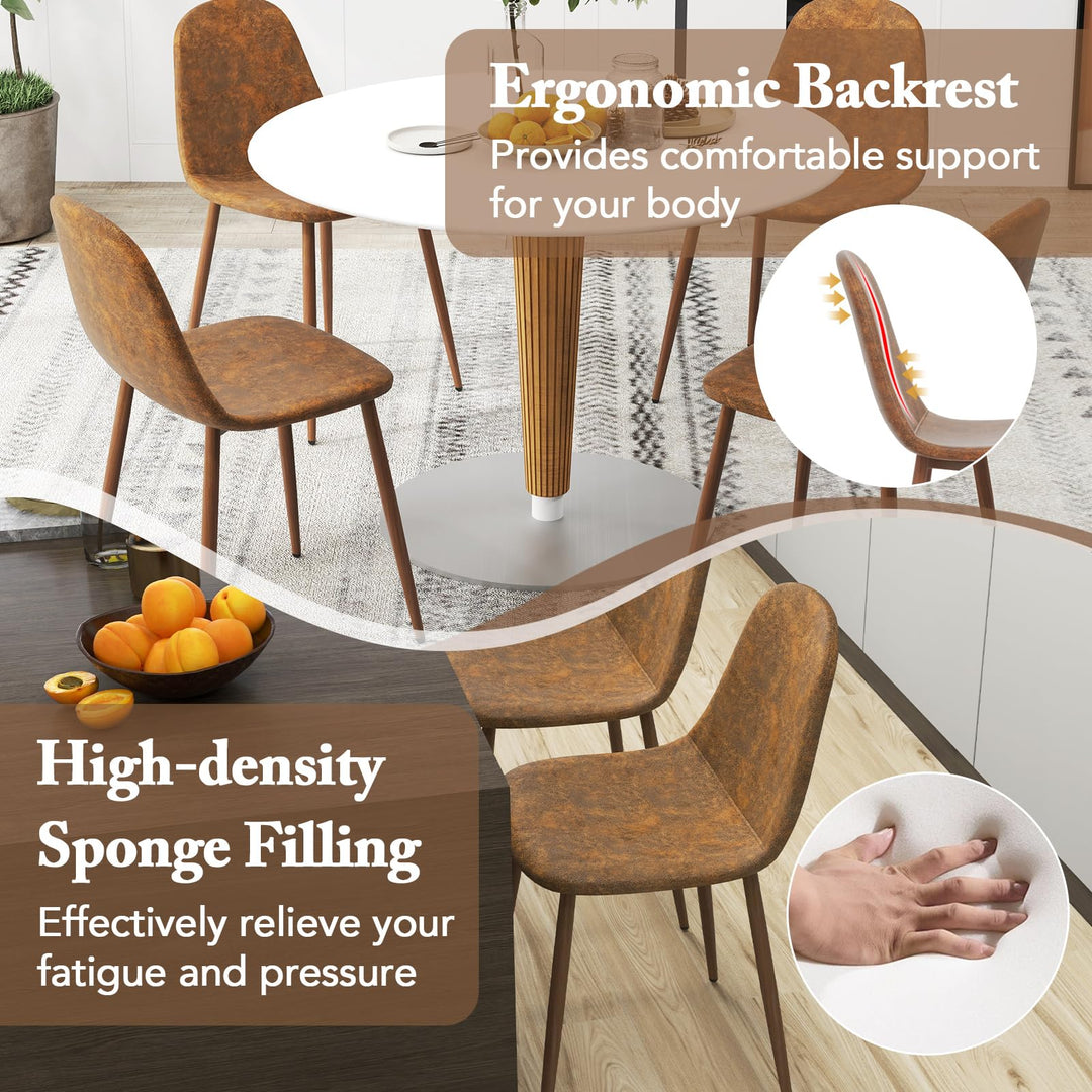 Giantex Upholstered Dining Chairs Set of 4 PU Leather Kitchen Side Chairs w/Padded Seats