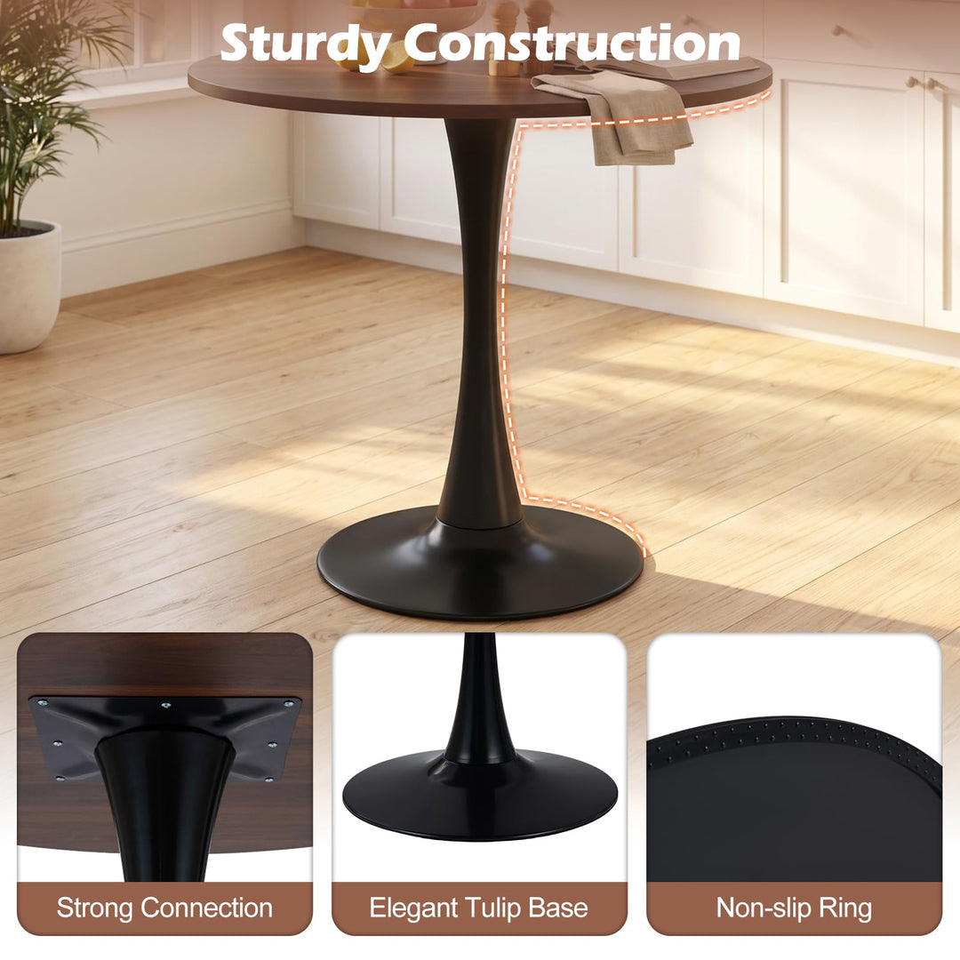 31.5-Inch Tulip Table for 2-4 with Thickened Table and Metal Pedestal for Small Spaces
