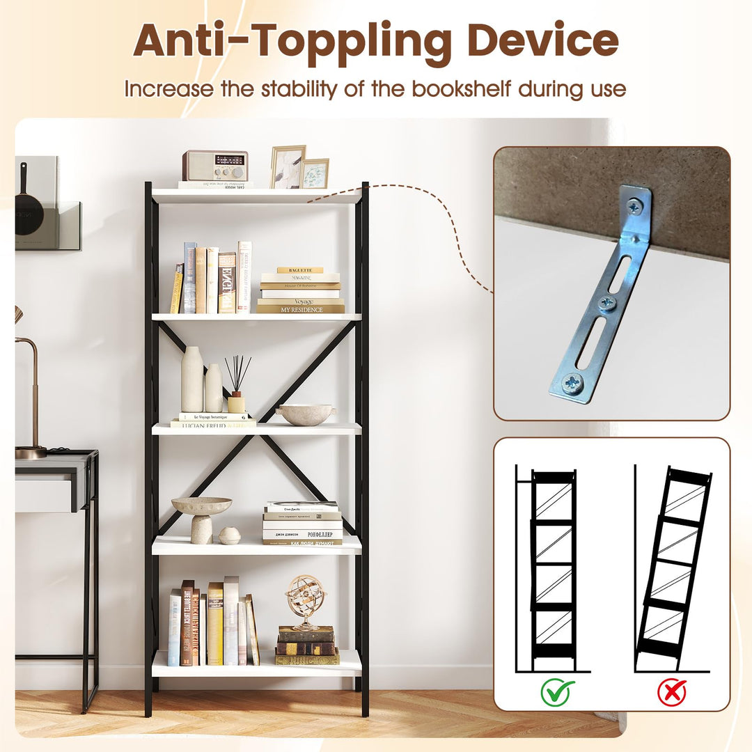 Giantex 5-Tier Tall Industrial Bookcase with Heavy-Duty Metal Frame (1/2)