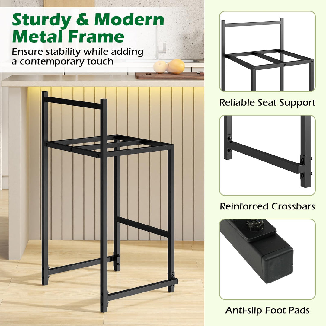 Giantex 26 Inch Modern Metal Bar Stools Set of 2/4 Armless Bar Chairs with Low Back