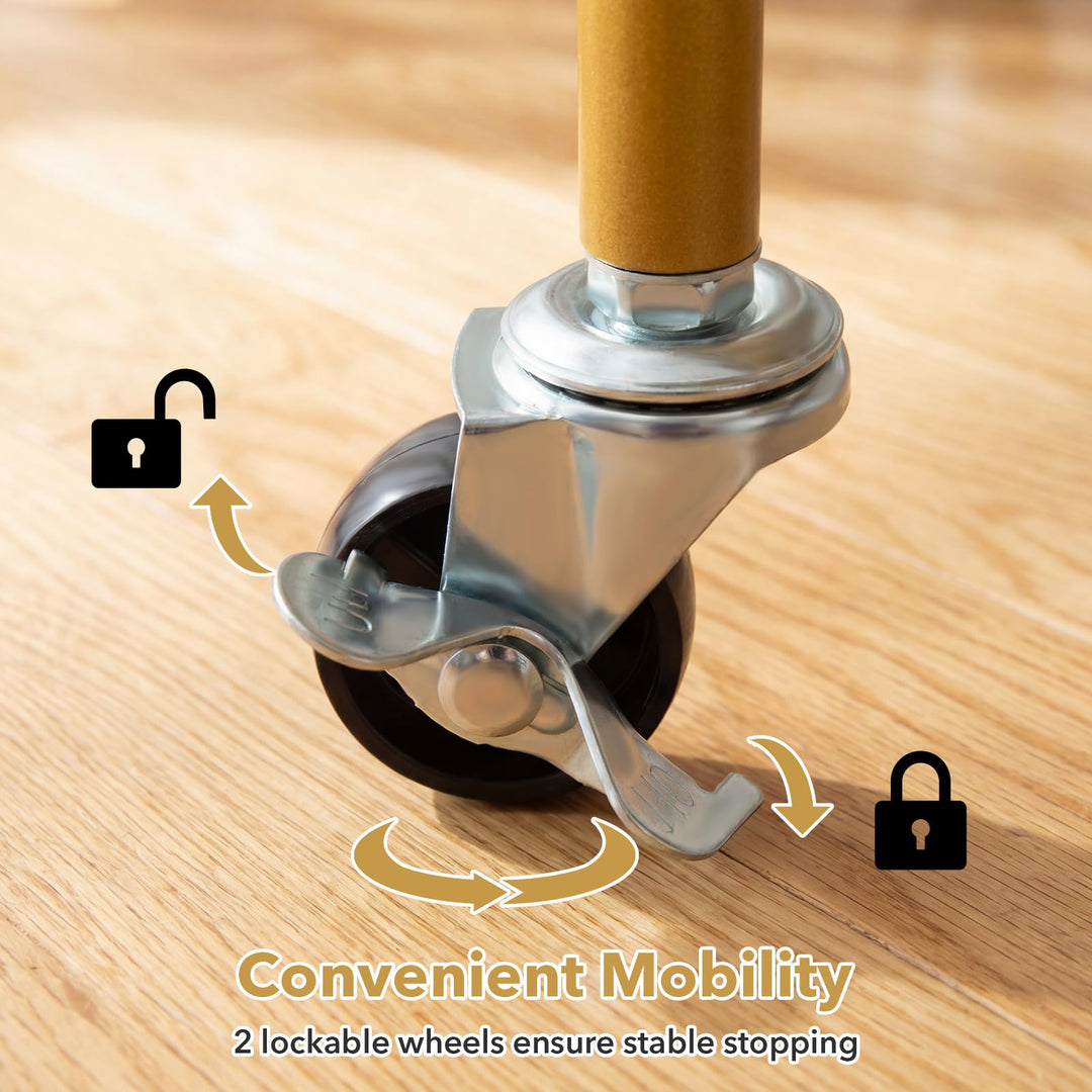 Giantex 2-Tier Gold Rolling Cart for Home Kitchen