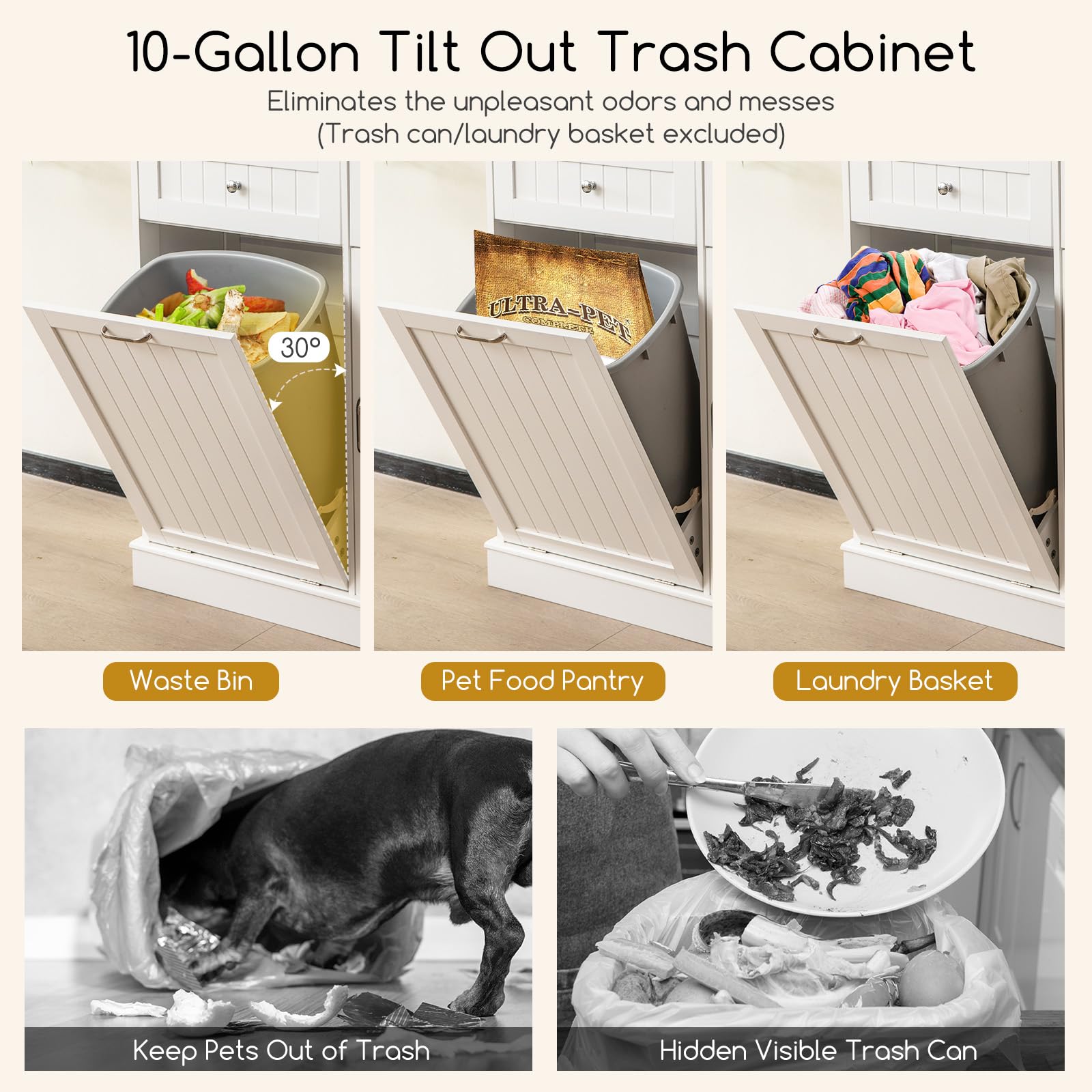 Giantex 68” Tall Kitchen Pantry, Buffet Hutch w/Tilt Out Trash Can Storage Cabinet, 2 Drawer, Shelves