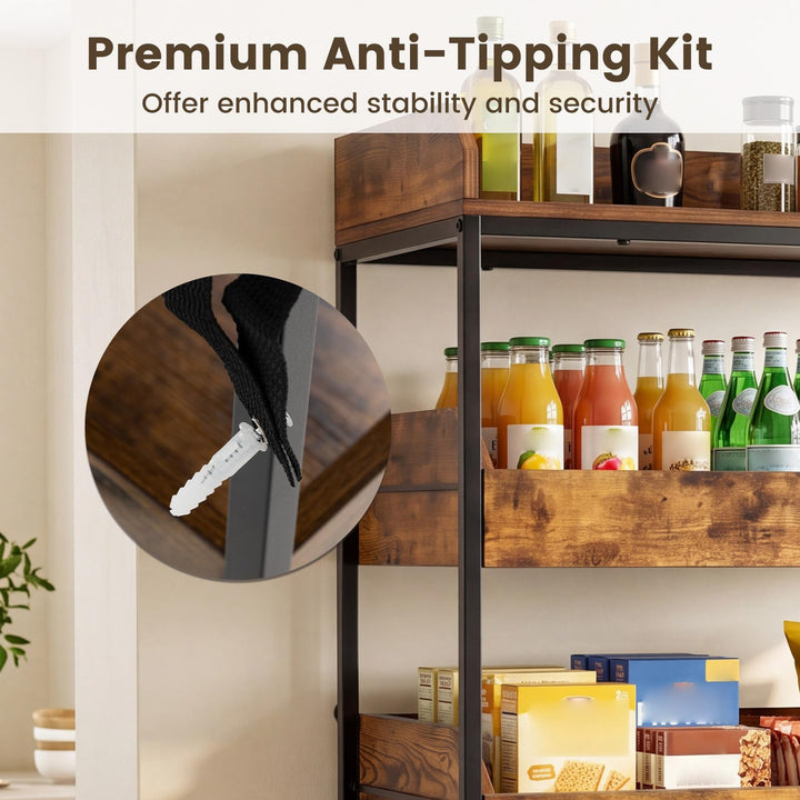 Giantex 5-Tier Industrial Utility Shelf with 4 Pull-out Drawers &amp; X-Shaped Metal Frame