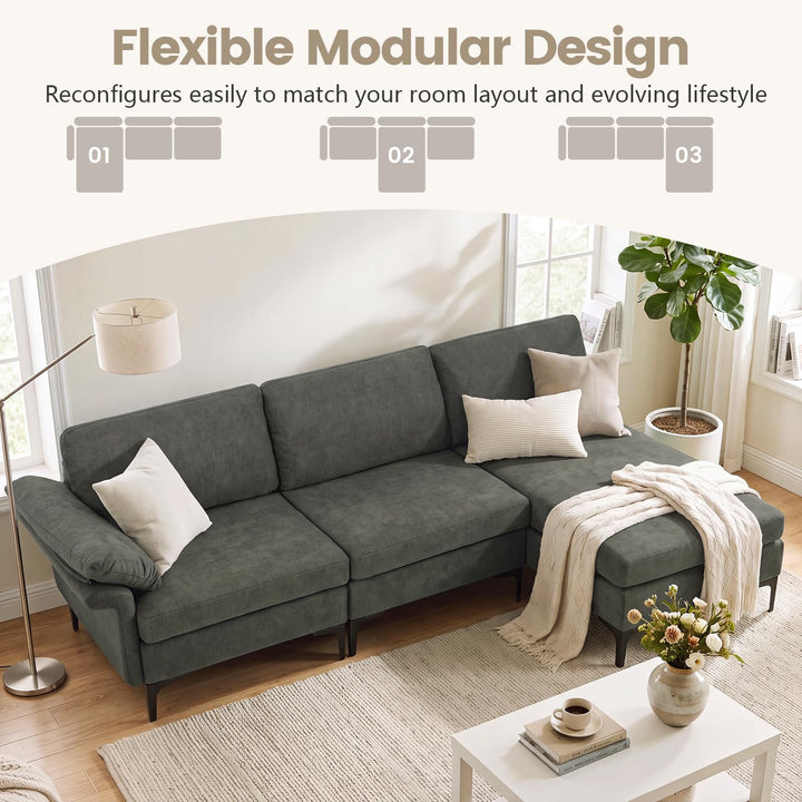 GIANTEX 95" L-Shaped Modular Sectional Sofa with Storage &amp; Charging Station