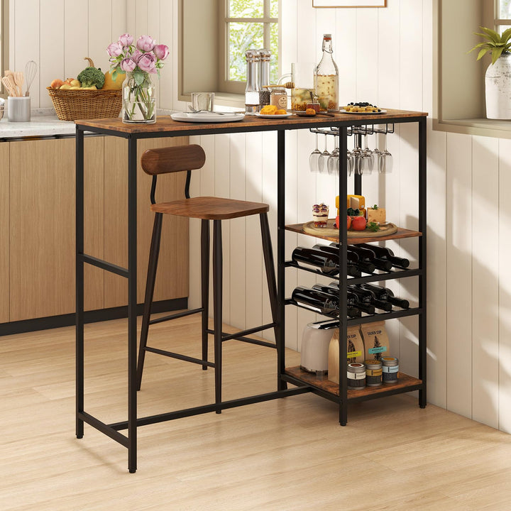 Giantex 48" Bar Table with Storage Shelves for Kitchen Living Room Dinette