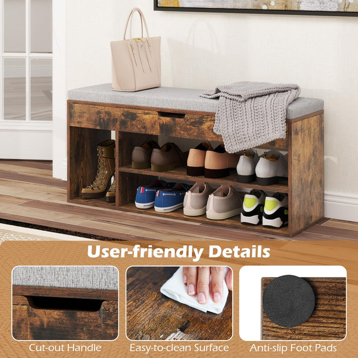 Giantex 3 Tier Shoe Rack Organizer with Flip Top Storage and Padded Seat Cushion