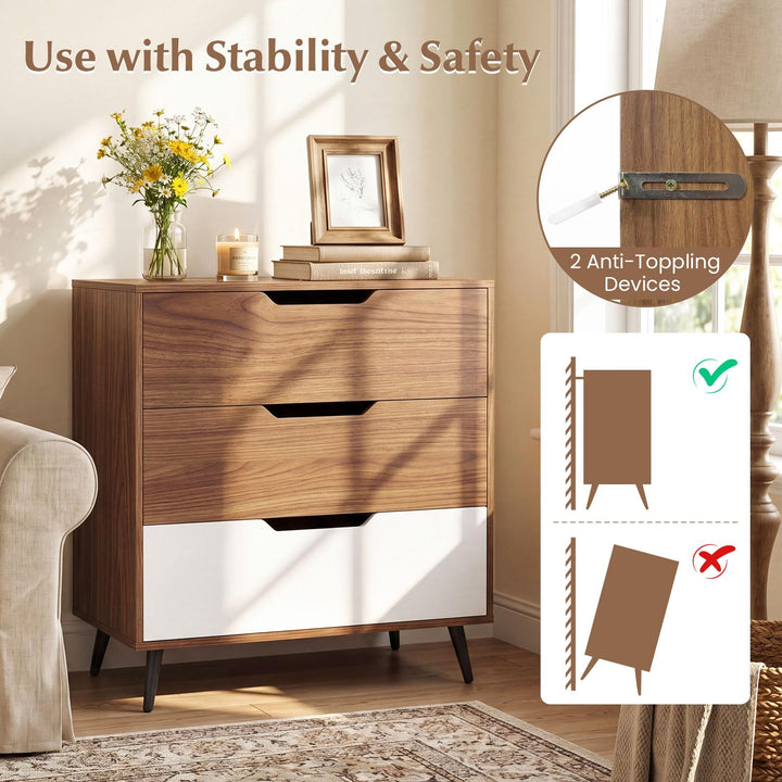 Giantex 3-Drawer Rustic Farmhouse Wooden Storage Dresser
