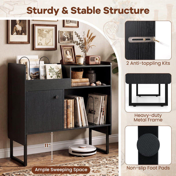 Giantex Record Player Stand with Open Shelf &amp; Cabinet Hold Up to 250 Albums