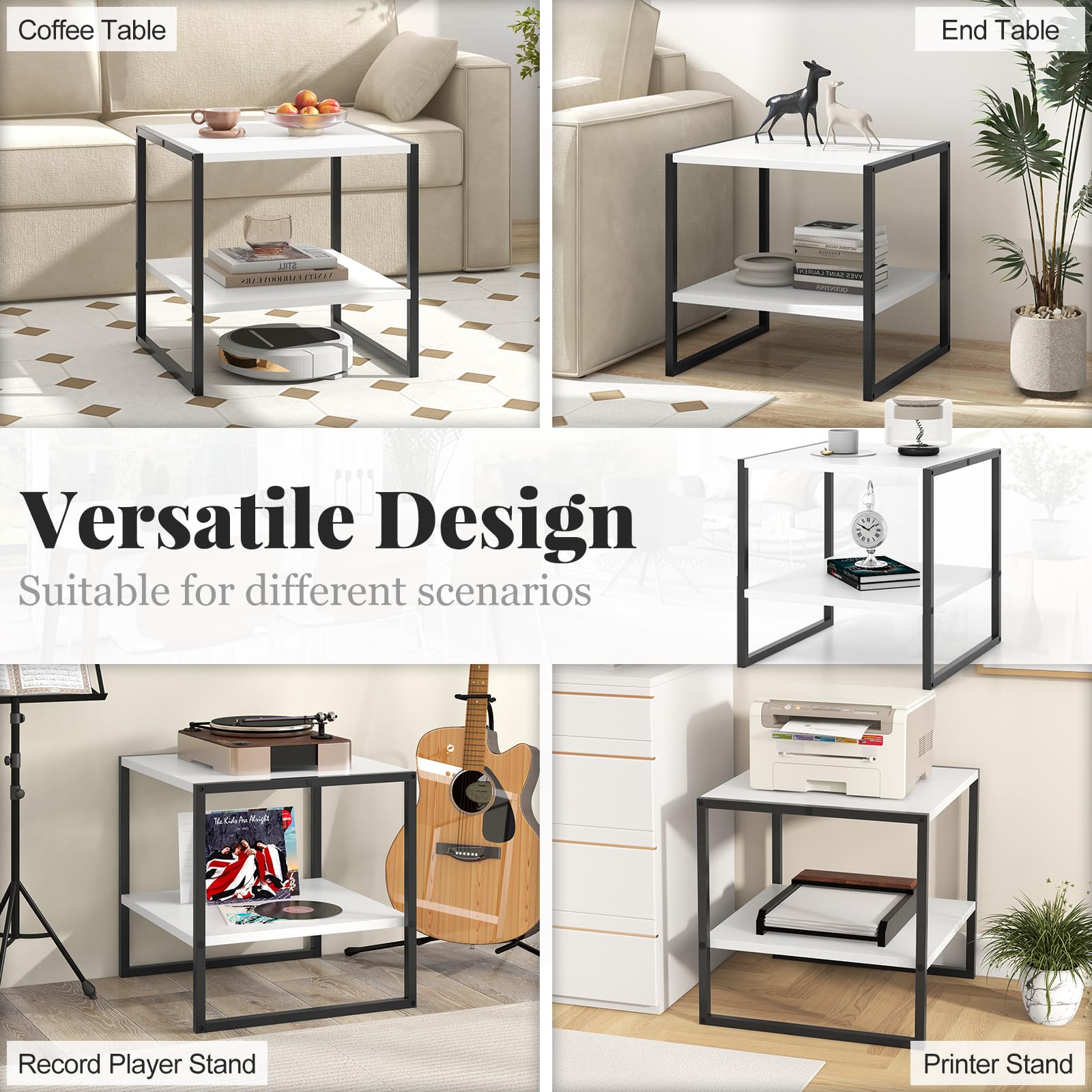 Giantex 20 Inch End Table, Modern Square Side Table with Storage Shelf, Small Coffee Table for Living Room