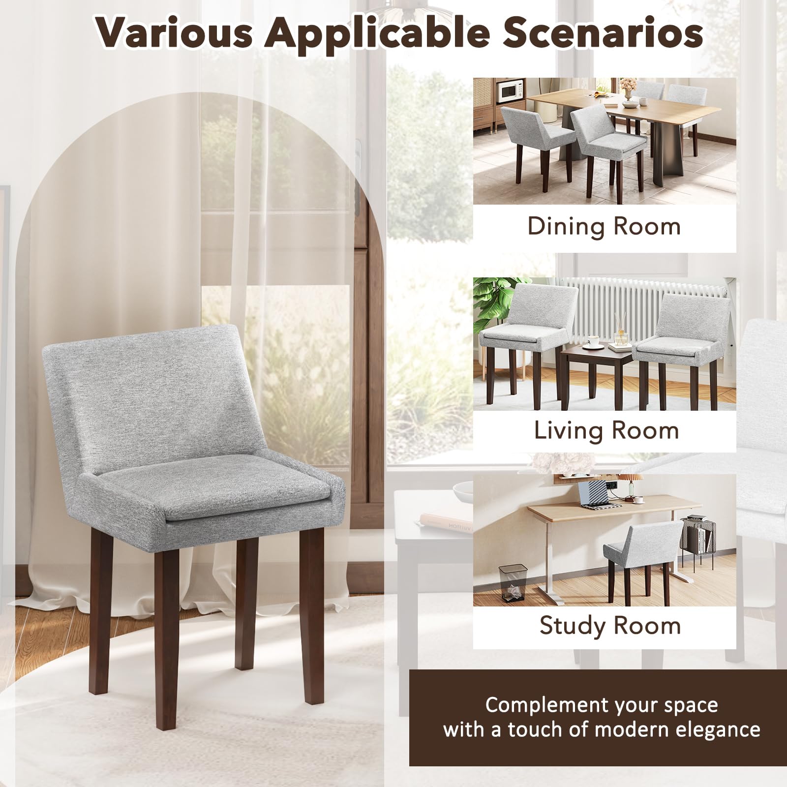 Giantex Linen Upholstered Accent Chairs w/Mid Back & Cushioned Seat