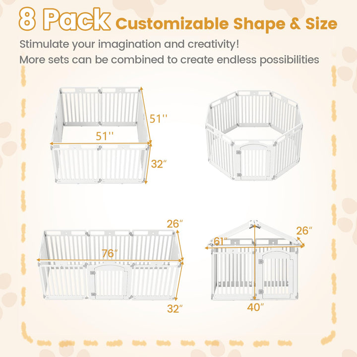 Giantex 8/16 Panel Dog Playpen 32'' Tall Plastic Pet Fence with Lockable Door