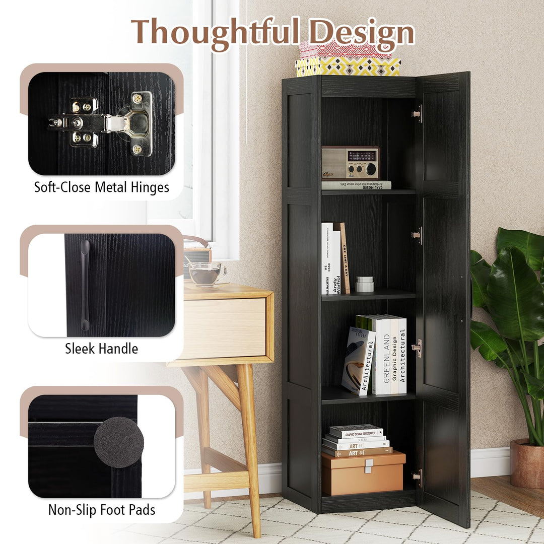 Giantex Narrow Farmhouse Freestanding Bathroom Cabinet with 4 Shelves