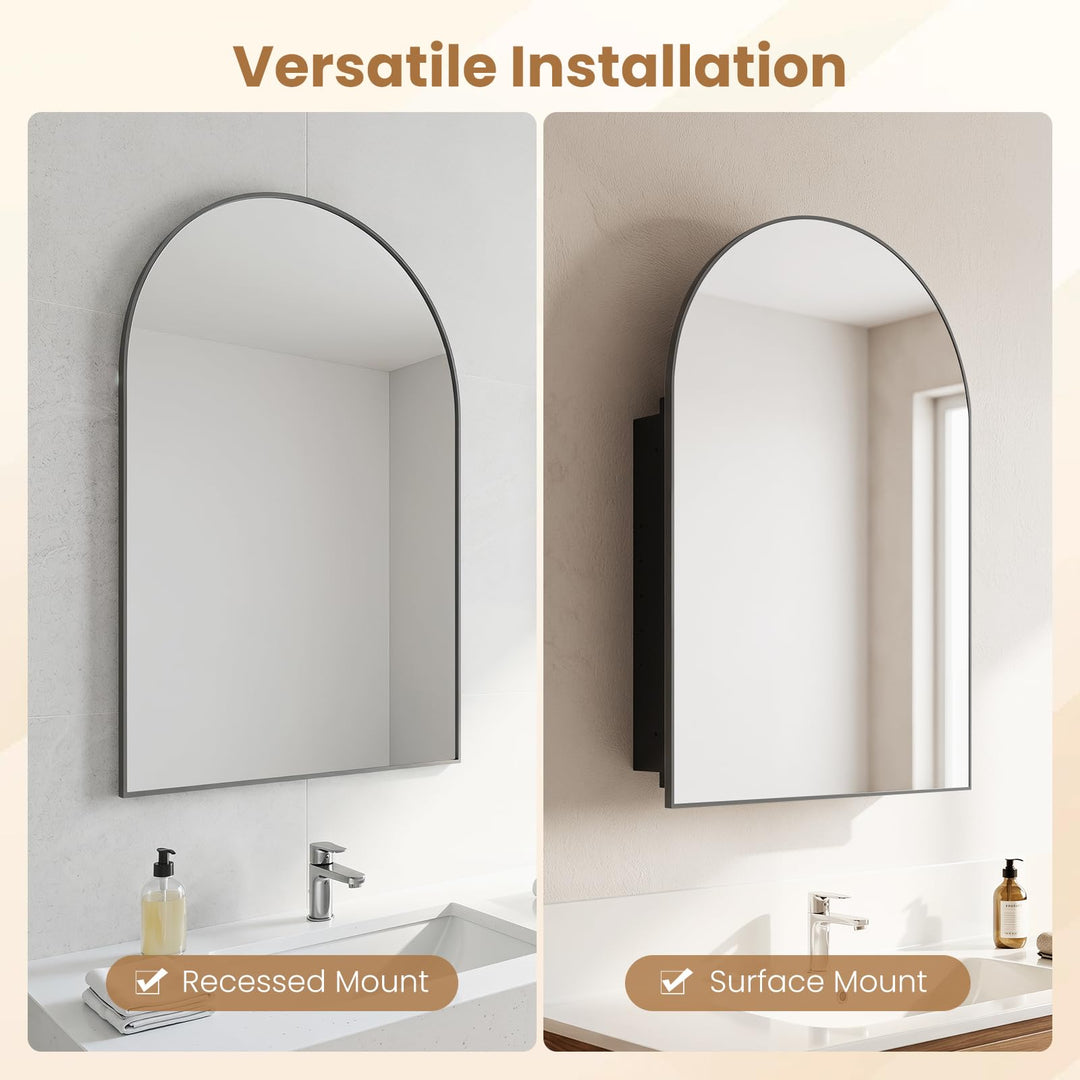 Giantex 34" x 22" Brushed Metal Wall-Mounted Medicine Cabinet for Bathroom