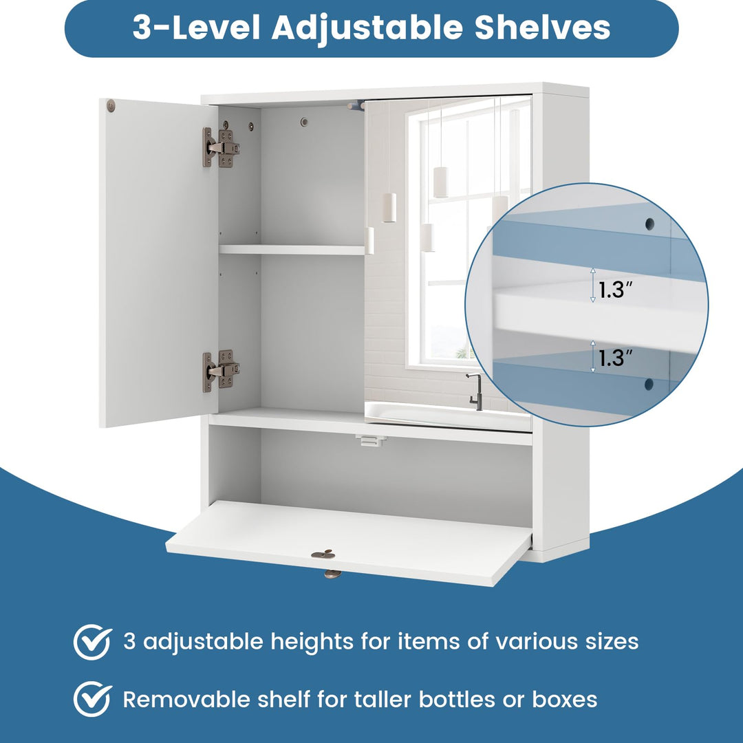 Giantex Bathroom Wall Mount Cabinet with Mirrored Doors