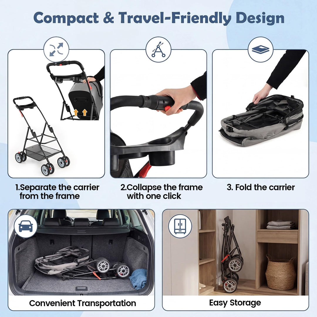 Giantex 3-in-1 Pet Stroller with Detachable Carrier for Small &amp; Medium Pets