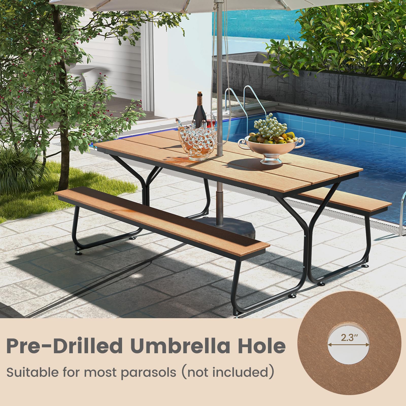 Giantex 6 FT Outdoor Picnic Table Bench Set for 6-8 People