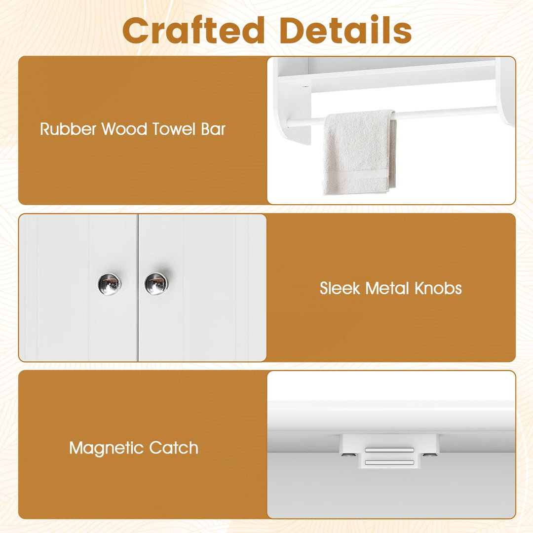 Giantex Bathroom Wall Cabinet with Towel Bar &amp; Adjustable Shelf