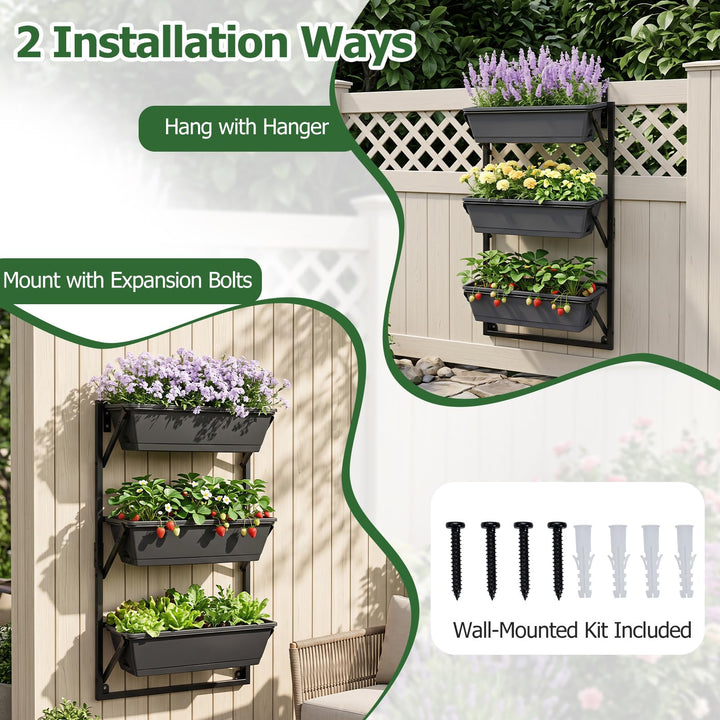 GIANTEX 3-Tier Deck Railing Planter for Balcony