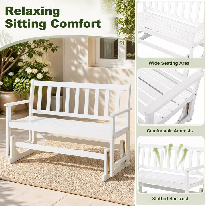 GIANTEX 2-Person Acacia Wood Outdoor Glider Bench with Load 800 LBS