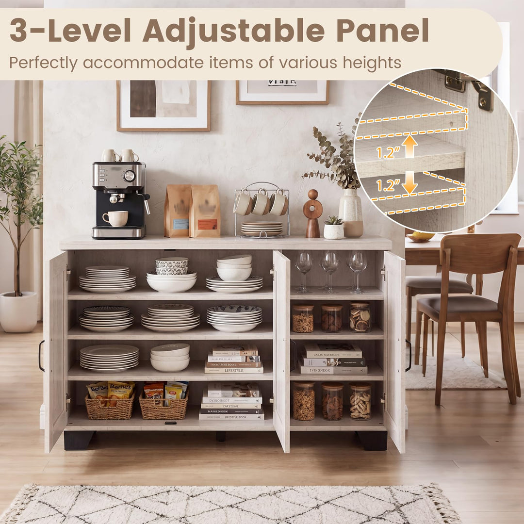Giantex Sideboard Buffet Cabinet | 45" Farmhouse Coffee Bar Cabinet with 3 Doors &amp; Adjustable Shelves