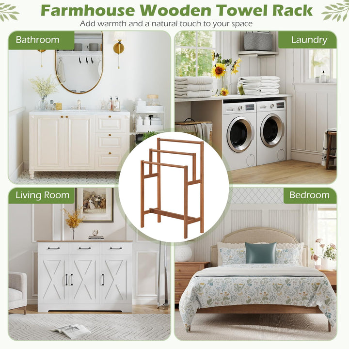 Giantex 3-Tier Freestanding Wooden Towel Rack Stand