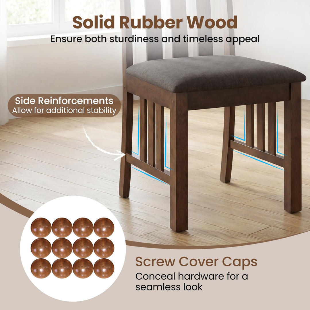 Giantex Rubber Wood Dining Chairs with Upholstered Cushioned Seat (2/4)