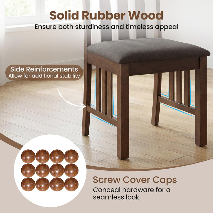 Giantex Rubber Wood Dining Chairs with Upholstered Cushioned Seat (2/4)