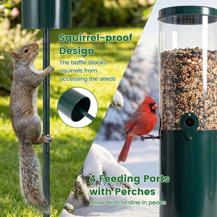 Giantex 10 LBS Large Capacity Squirrel Proof Bird Feeder with Pole Mount and Baffle