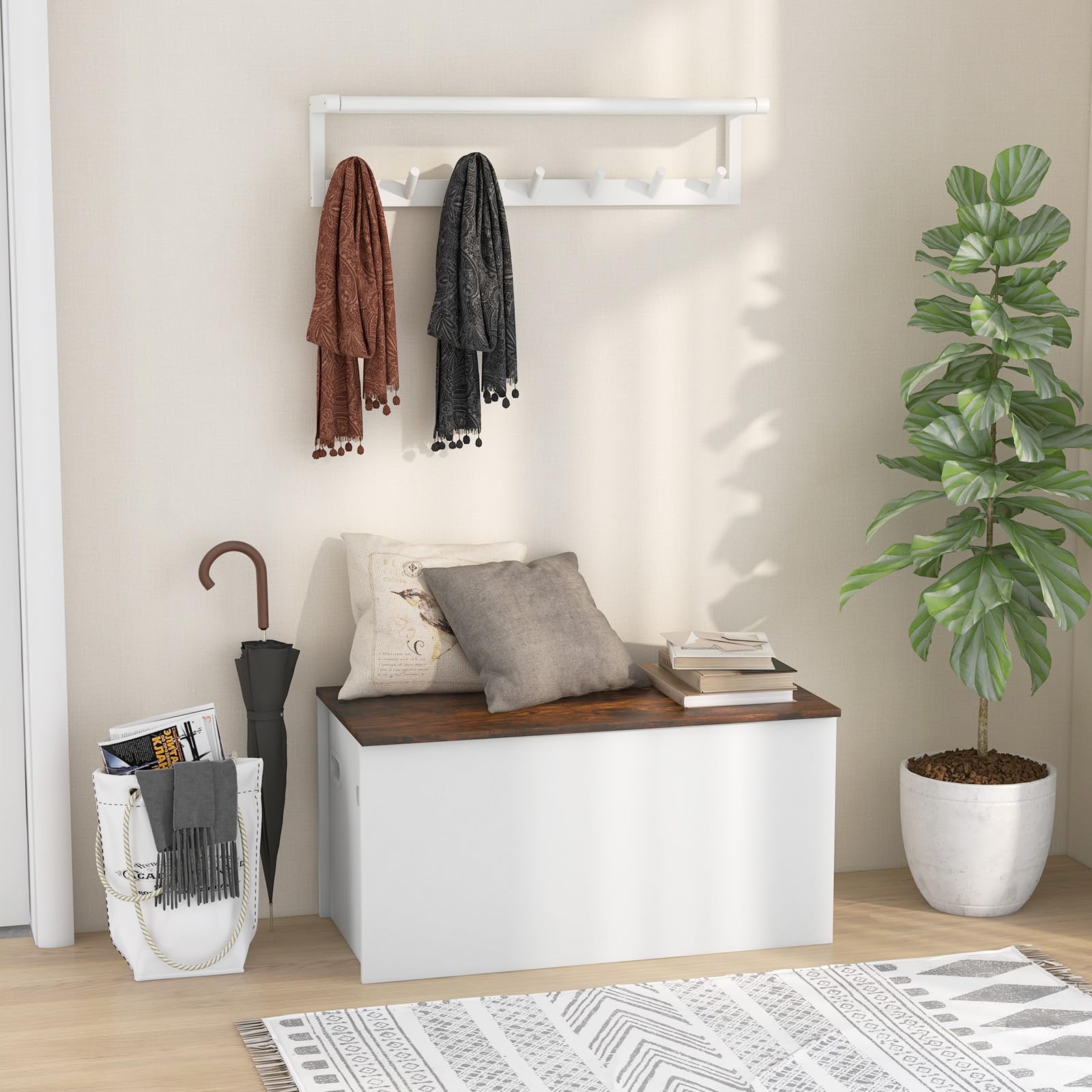 Giantex Flip-top Storage Chest, Lift Top Storage Bench w/Pneumatic Rod & Safety Hinges