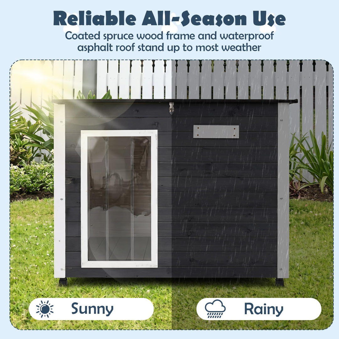 Giantex Wooden Dog House with Openable Asphalt Roof