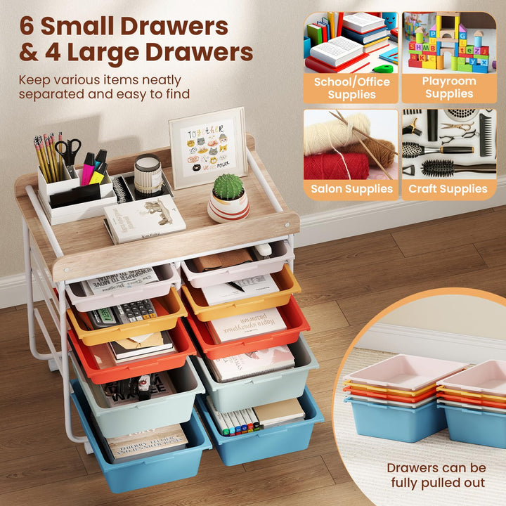 Giantex Rolling Storage Cart with 10 Drawers, Utility Cart