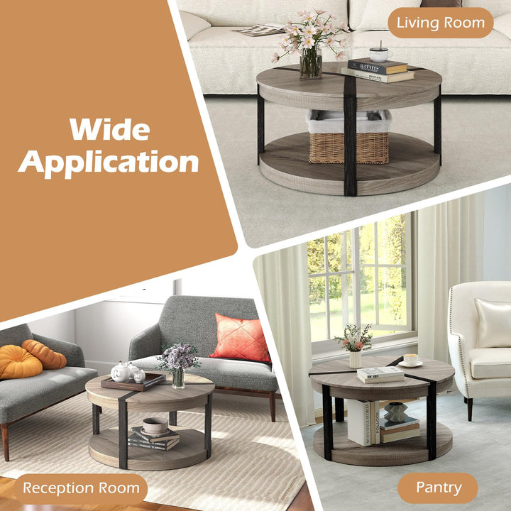 Giantex 2 Tier Round Coffee for Living Room Reception Room