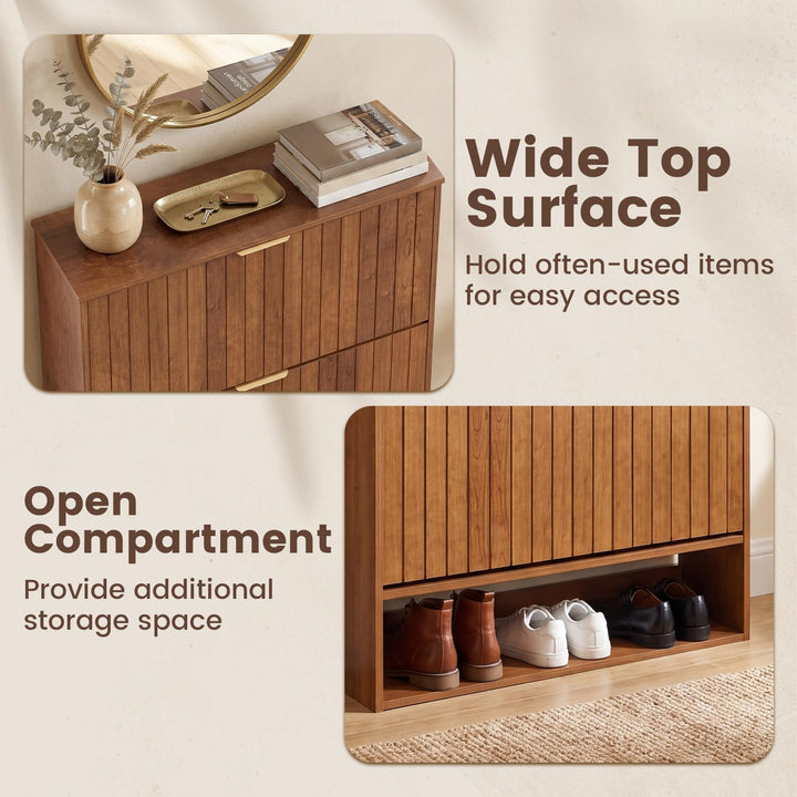 Giantex Shoe Storage Cabinet with 2 Flip Drawers