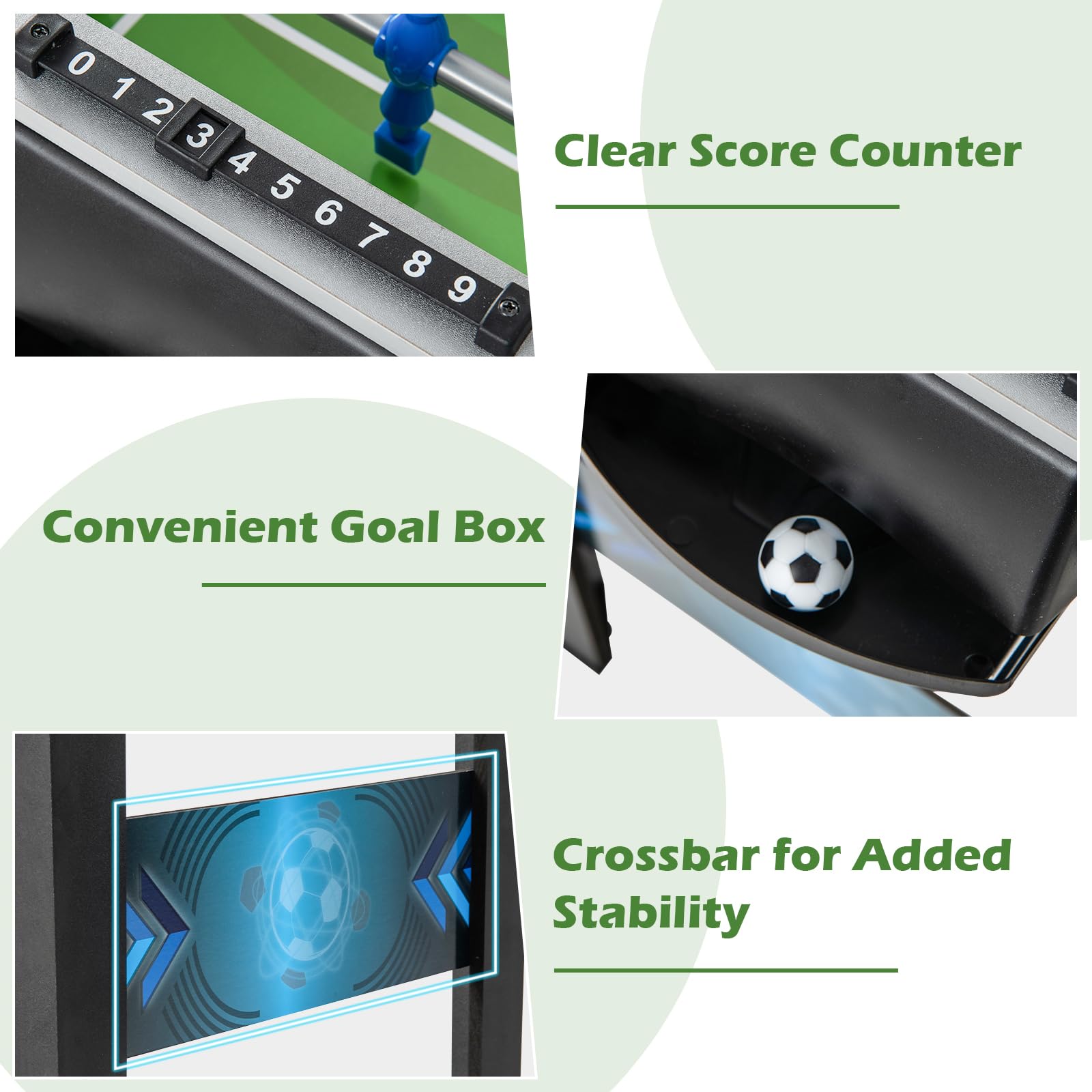 Giantex Foosball Table, 37.5" Foosball Table Adult Size, with 2 Balls, Smooth Handle