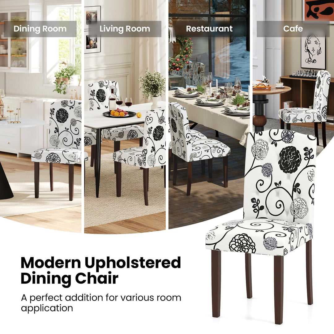 Giantex Upholstered Dining Chairs Set of 2/4 Button Tufted Fabric Upholstered Parson Chairs