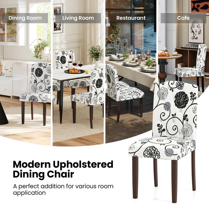 Giantex Upholstered Dining Chairs Set of 2/4 Button Tufted Fabric Upholstered Parson Chairs