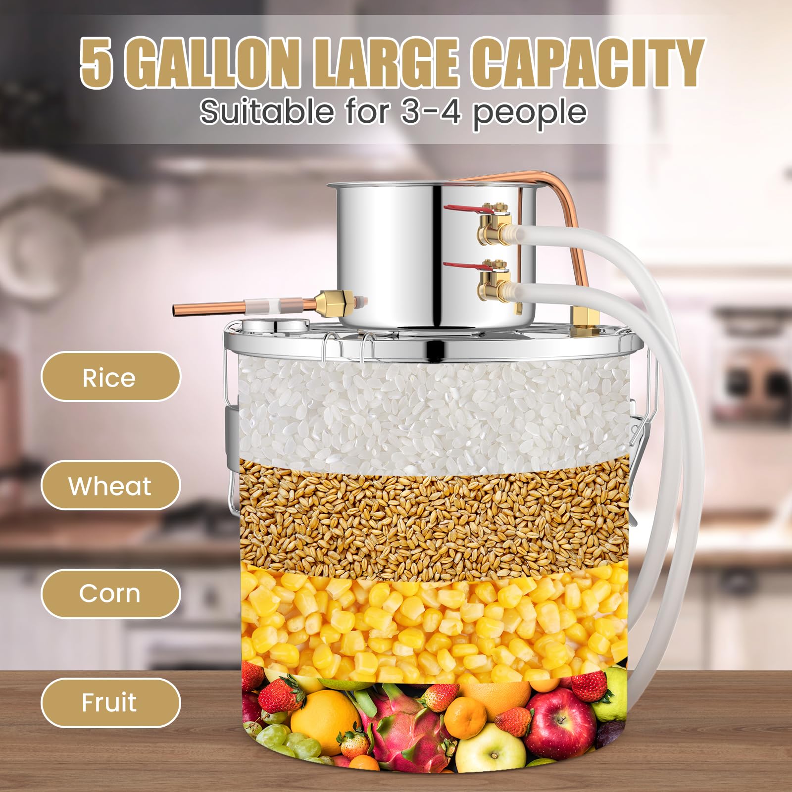 Giantex 5 or 10 Gal Alcohol Still,2 Pots Stainless Steel Alcohol Still, Multi-purpose Home Brewing Kit for DIY Whiskey, Brandy, Beer, Silver