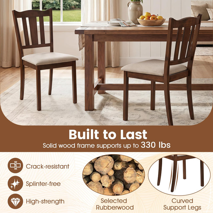 GIANTEX Wooden Dining Chairs Set of 2/4 with Hollow Back &amp; Soft-padded Seat