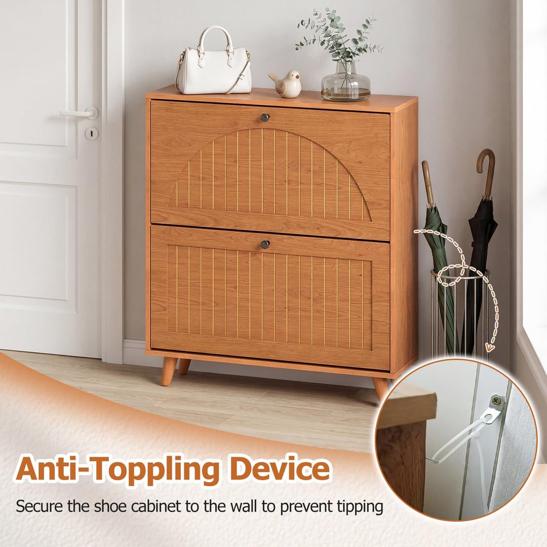 Giantex Shoe Storage Cabinet with 2 Flip Drawers