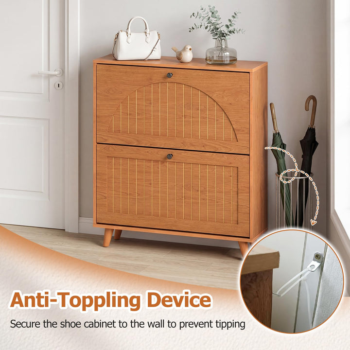Giantex Shoe Storage Cabinet with 2 Flip Drawers