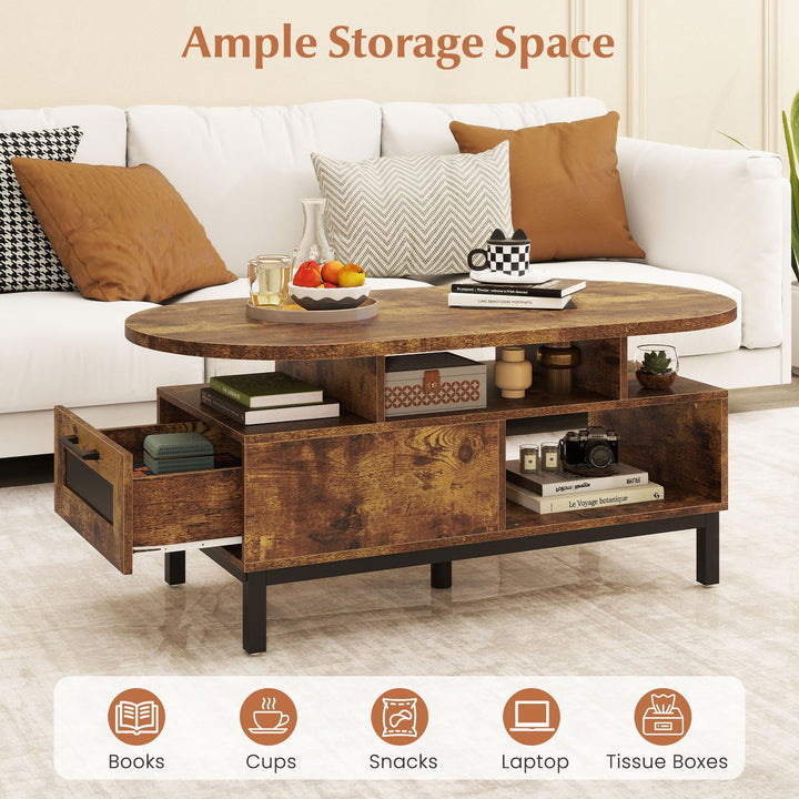 Giantex 47" Oval Coffee Table Cocktail Accent Center Table with Storage