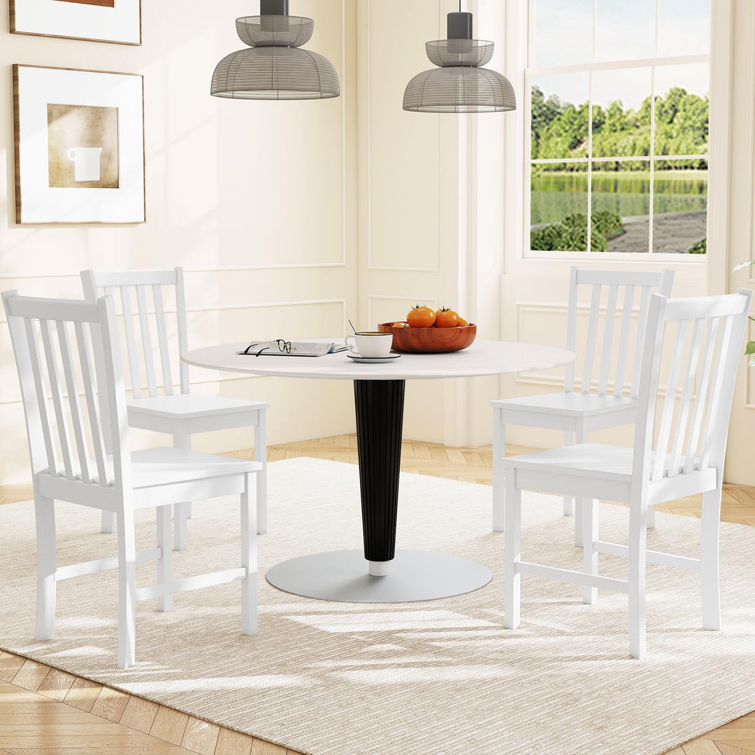 Giantex Wooden Dining Chairs Set of 2/4-100% Solid Rubber Wood Kitchen Chair with Curved Backrest